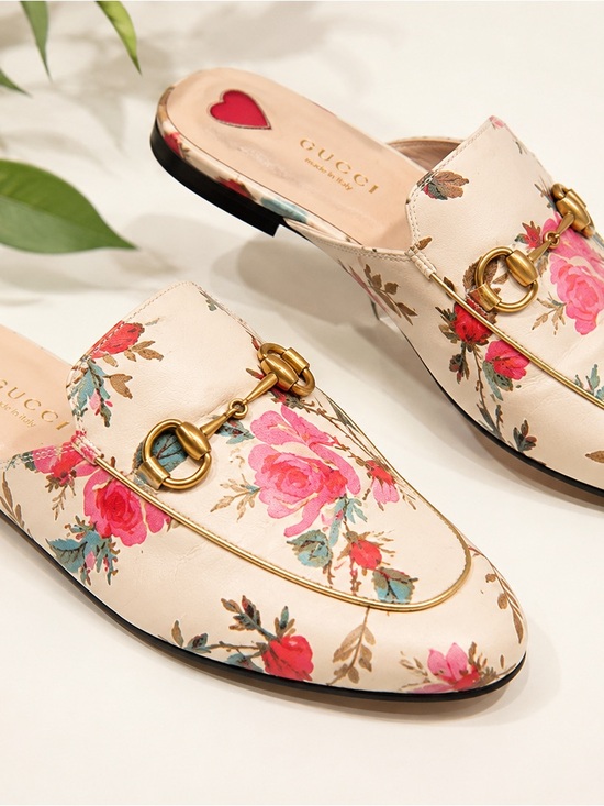 Gucci Shoes - Gucci Women's Princetown Floral Leather Mules